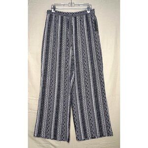 NWT Robert Louis Wide Leg Pull On Pants Womens Large Slinky Knit Aztec Geometric